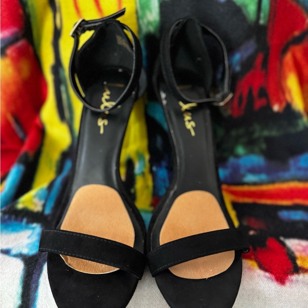 Lulu's Elegant Black Ankle Strap Heels